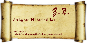 Zatyko Nikoletta névjegykártya